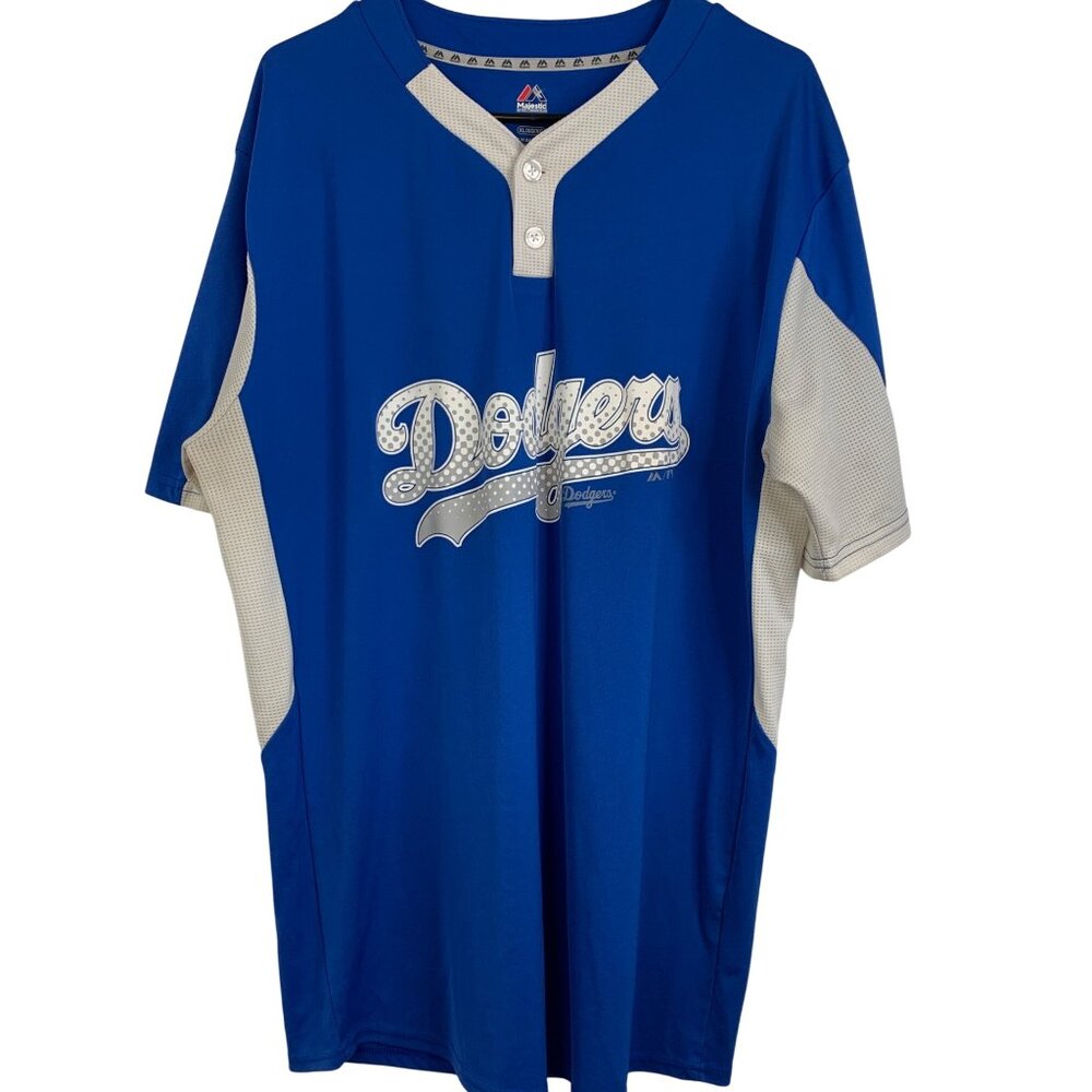 MLB Los Angeles Dodgers Blue Majestic Cool Base XL Baseball Jersey Mens EUC